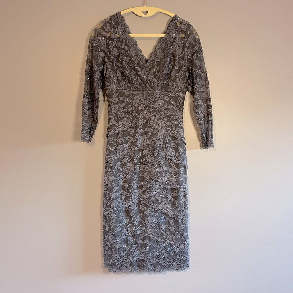 Vintage Cache Sequin Lace Dress | Dusky Purple/Pewter Gray | SZ 0